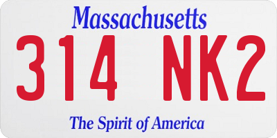 MA license plate 314NK2
