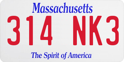 MA license plate 314NK3