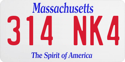 MA license plate 314NK4
