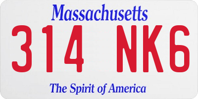 MA license plate 314NK6