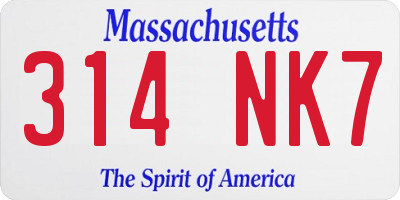 MA license plate 314NK7