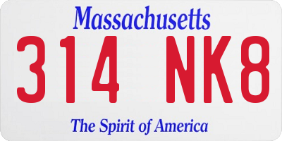 MA license plate 314NK8