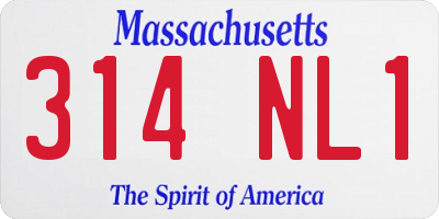 MA license plate 314NL1