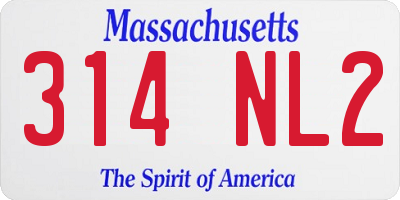 MA license plate 314NL2