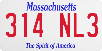 MA license plate 314NL3