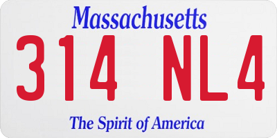 MA license plate 314NL4
