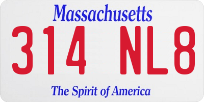 MA license plate 314NL8