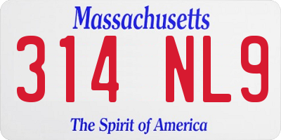 MA license plate 314NL9