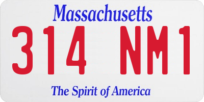 MA license plate 314NM1