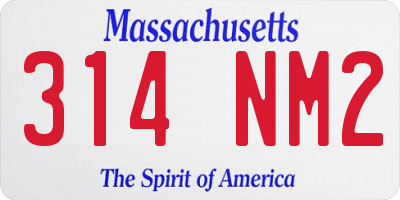 MA license plate 314NM2