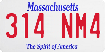 MA license plate 314NM4