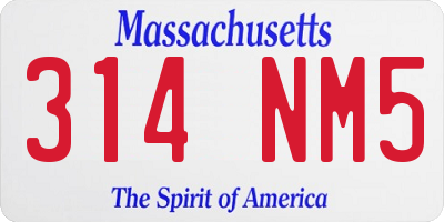 MA license plate 314NM5
