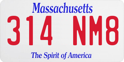 MA license plate 314NM8