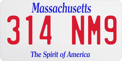 MA license plate 314NM9