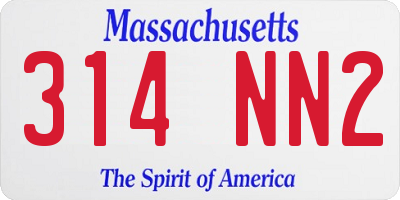 MA license plate 314NN2