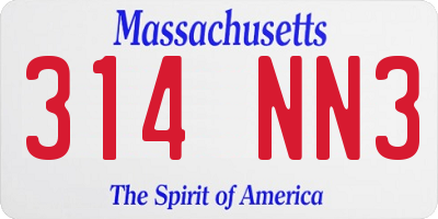 MA license plate 314NN3