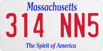 MA license plate 314NN5