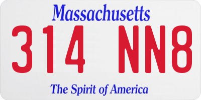 MA license plate 314NN8