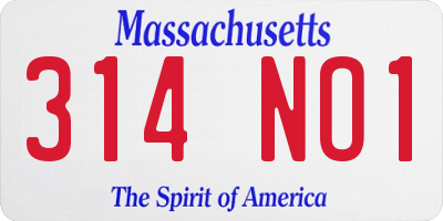 MA license plate 314NO1