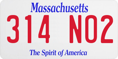 MA license plate 314NO2
