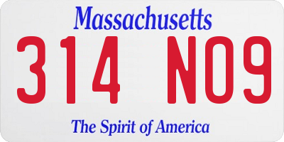 MA license plate 314NO9