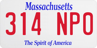 MA license plate 314NP0