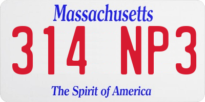 MA license plate 314NP3