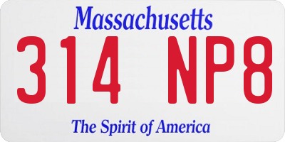 MA license plate 314NP8