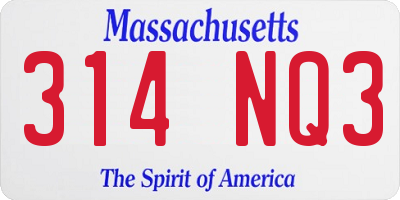 MA license plate 314NQ3