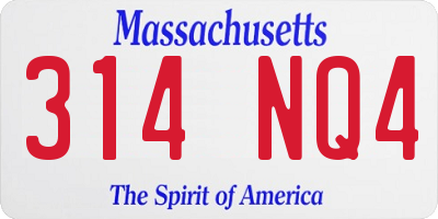 MA license plate 314NQ4