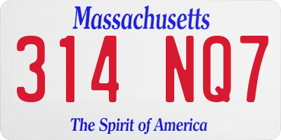 MA license plate 314NQ7