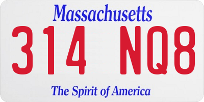 MA license plate 314NQ8