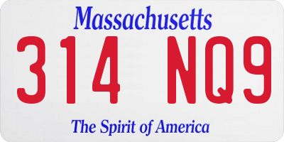 MA license plate 314NQ9