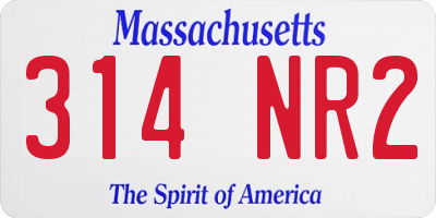 MA license plate 314NR2
