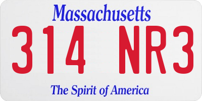 MA license plate 314NR3