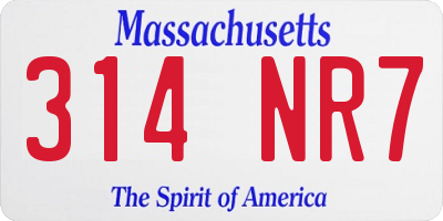 MA license plate 314NR7