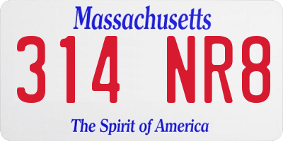 MA license plate 314NR8