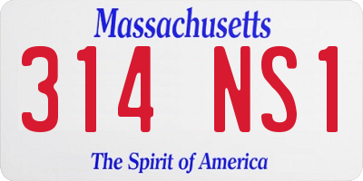 MA license plate 314NS1
