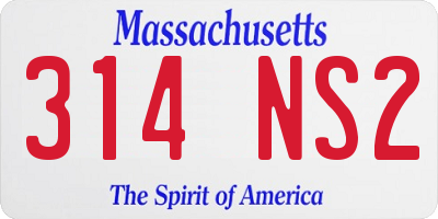 MA license plate 314NS2