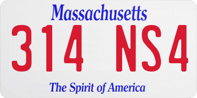 MA license plate 314NS4