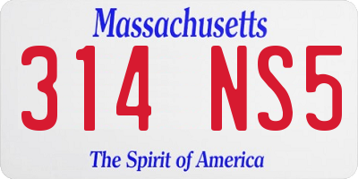 MA license plate 314NS5
