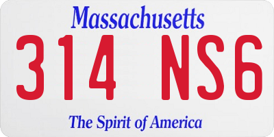 MA license plate 314NS6