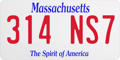 MA license plate 314NS7
