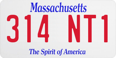MA license plate 314NT1