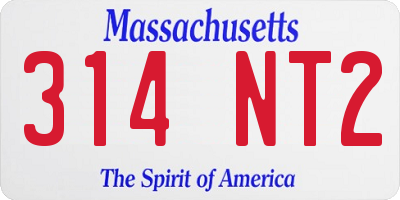 MA license plate 314NT2