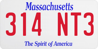 MA license plate 314NT3