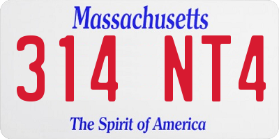 MA license plate 314NT4