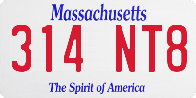 MA license plate 314NT8