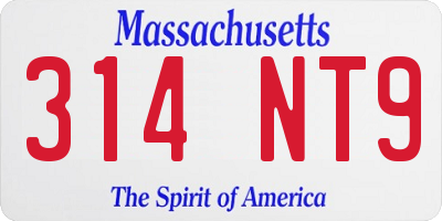 MA license plate 314NT9