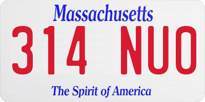 MA license plate 314NU0
